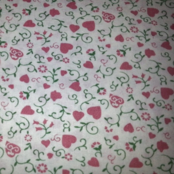 1303 Rose Pink Hearts With Flower Vines
